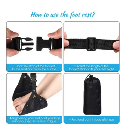 A tool for hanging the feet on the plane or the office اداة لتعليق القدمين في الطائره او المكتب
